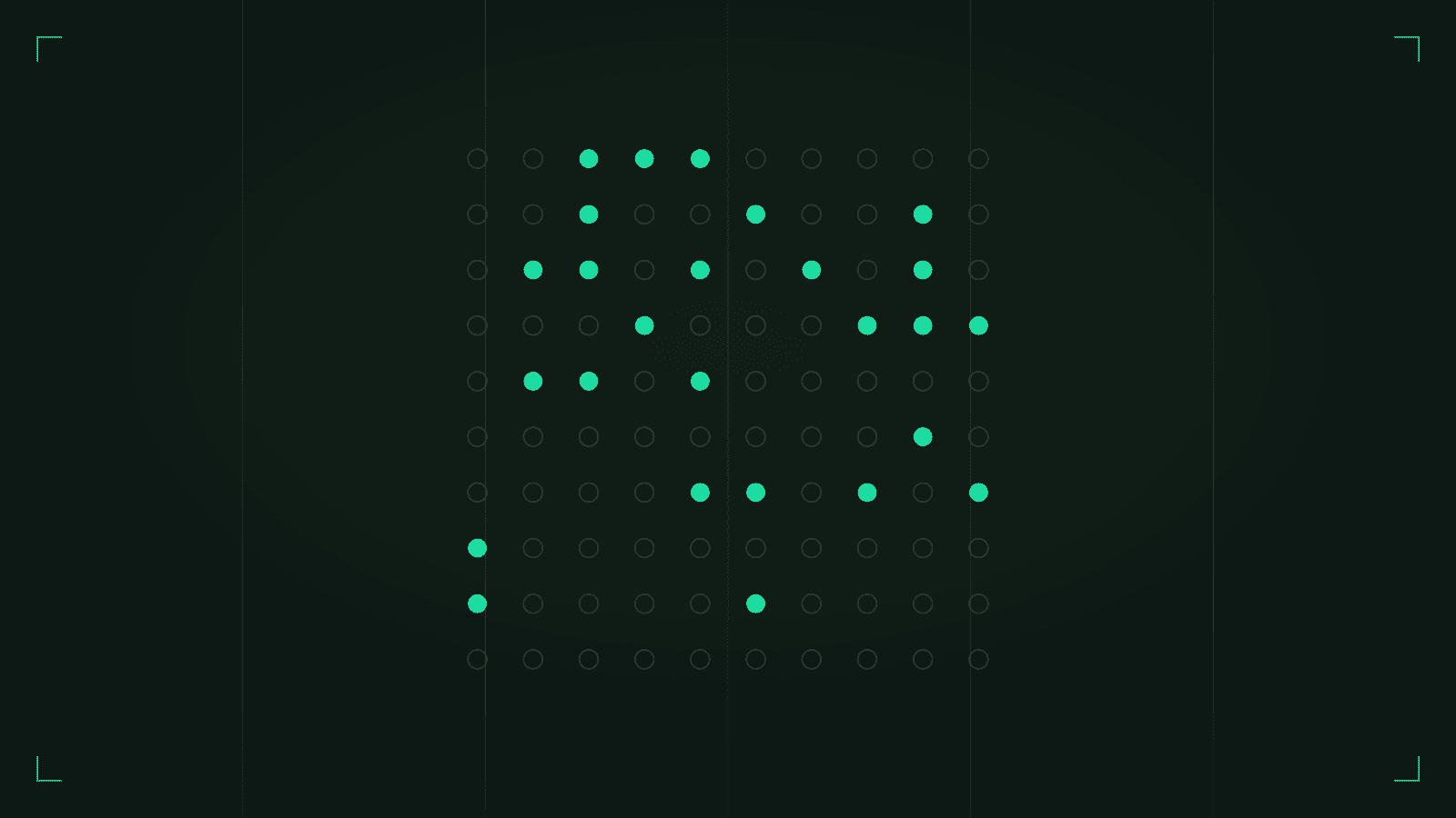 Editorial diagram: a ten-by-ten grid of account marks with roughly a quarter filled in — the shape of a retail loss statistic.